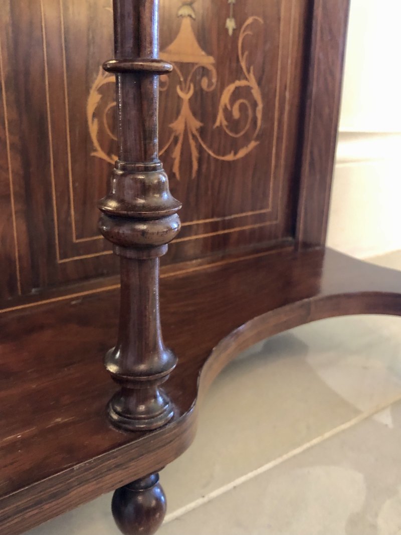 Antique Edwardian Inlaid Rosewood Overmantel Mirror - Image 2